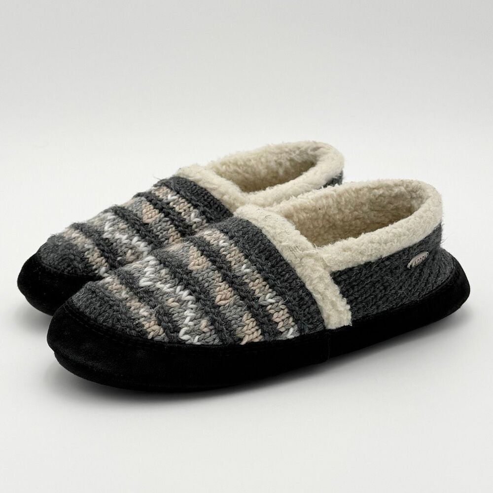 Acorn Women’s Nordic-Inspired Moccasin Slipper In Gray Fair Isle - Us Women’s 6.